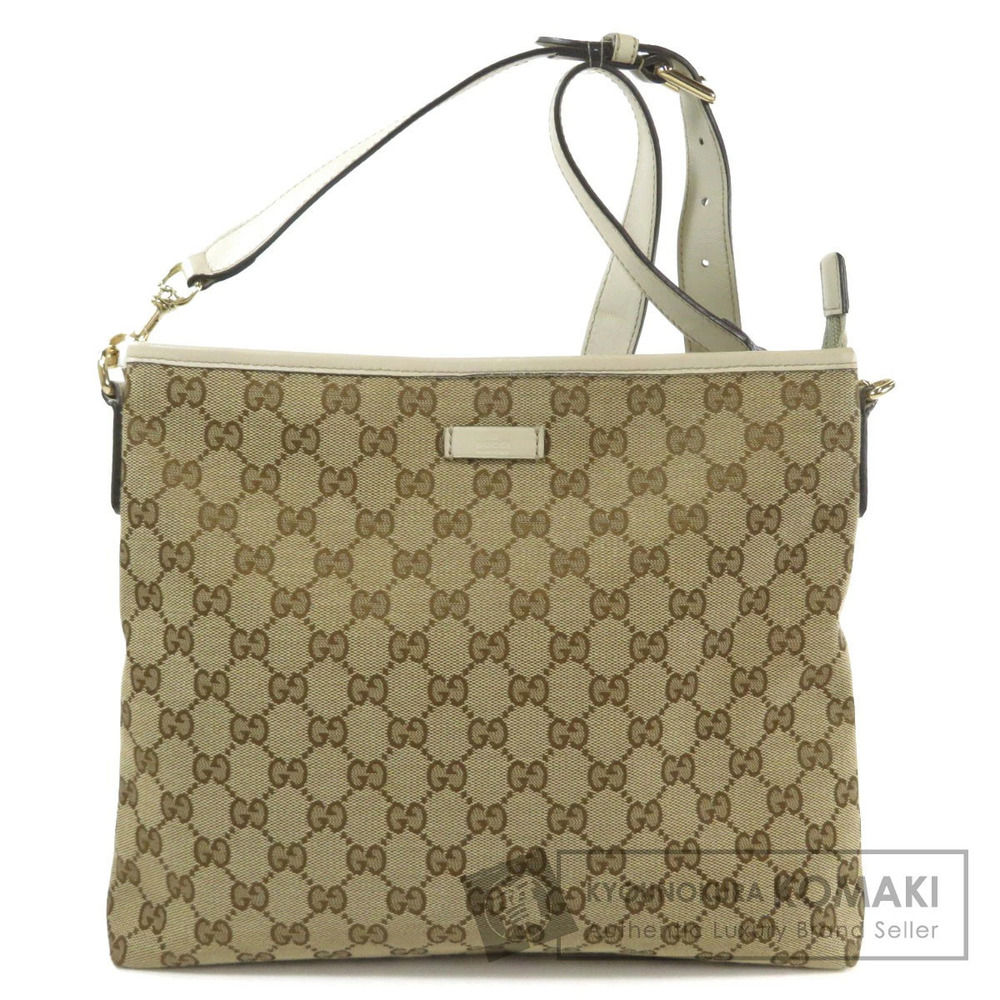 Gucci GG canvas messenger bag beige ebony off white leather